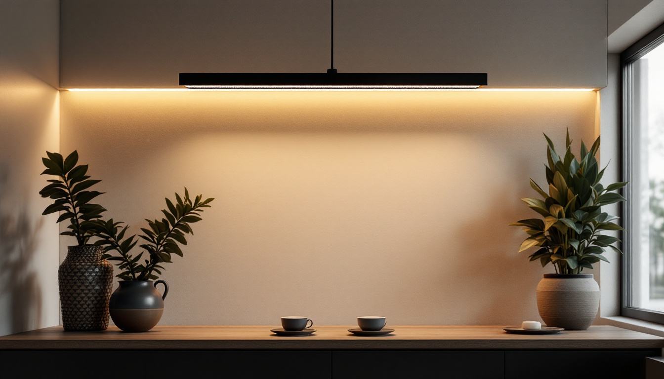 A photograph of capture a photograph of a modern led 8 light fixture installed in a stylish interior setting