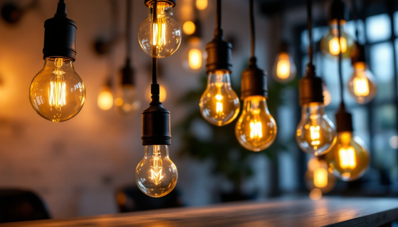 A photograph of a well-designed lighting setup featuring a variety of discount light bulbs in use