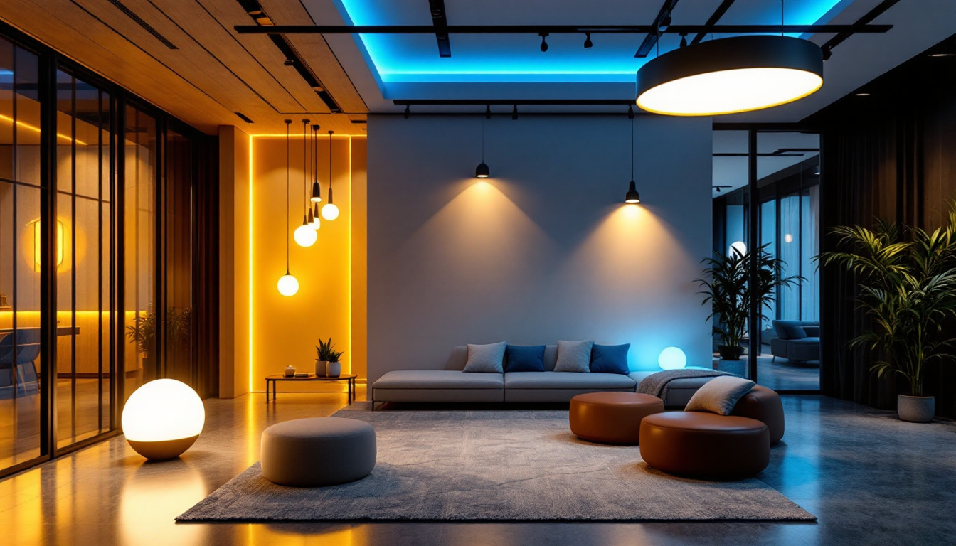 A photograph of a modern interior space showcasing various innovative led lighting designs
