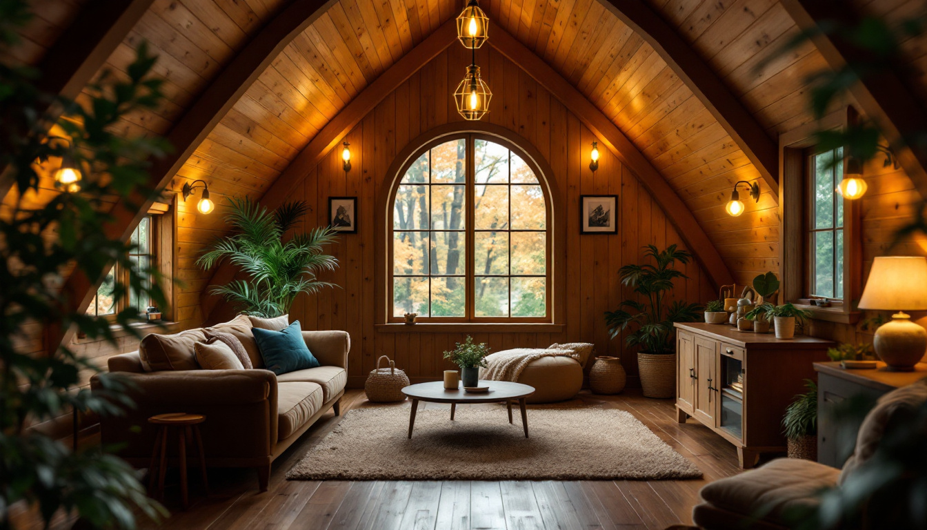 A photograph of a beautifully designed cabin interior that showcases warm