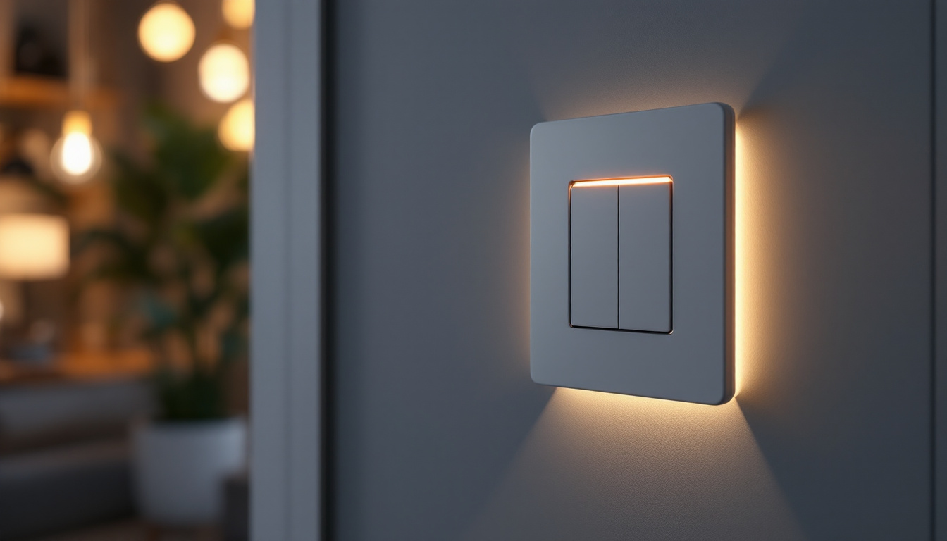 A photograph of a modern light switch receptacle integrated into a stylish home interior