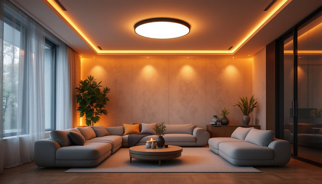 A photograph of a beautifully lit interior space featuring 4-inch wafer lights installed in the ceiling