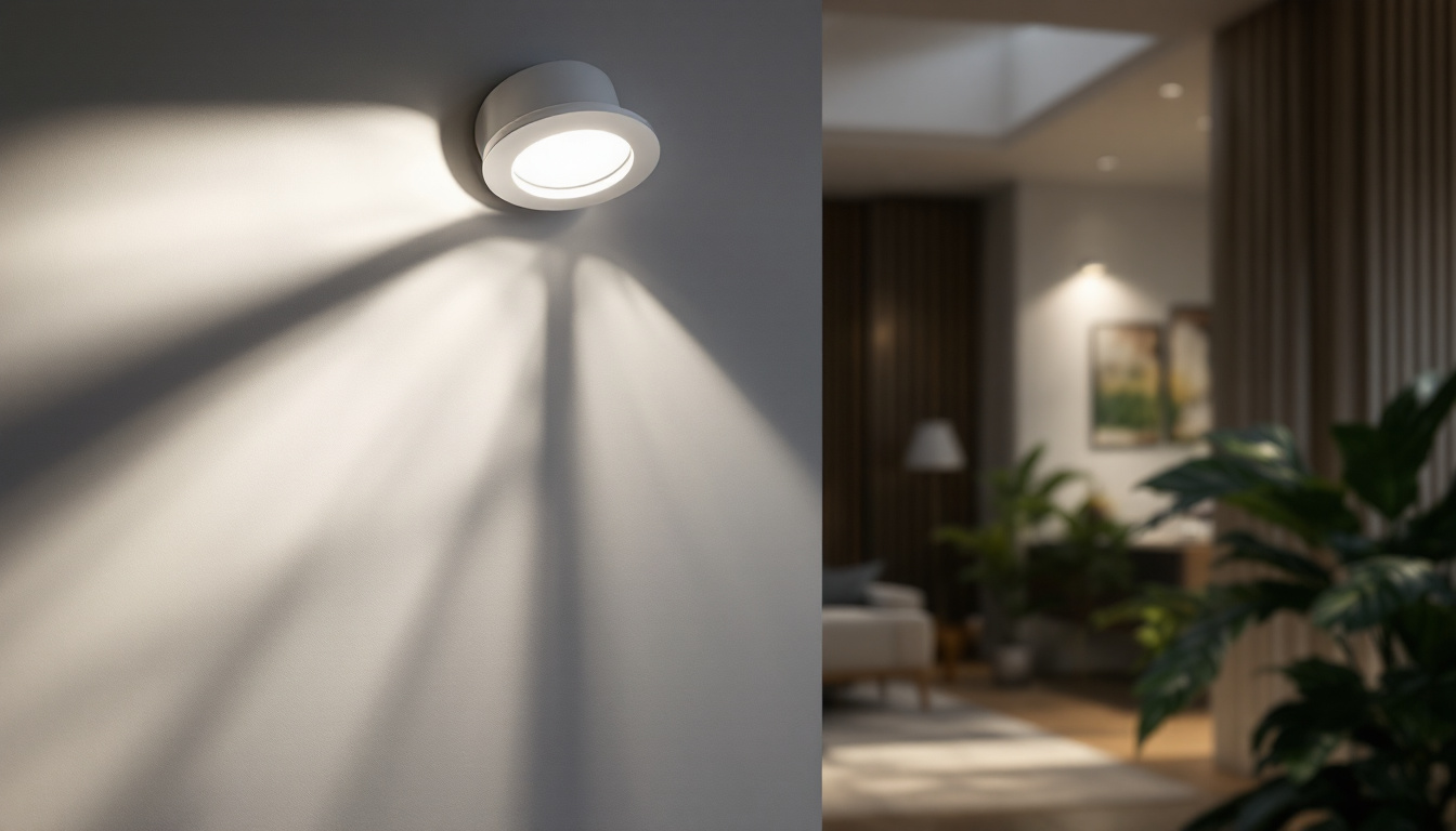 A photograph of a 3-inch led downlight installed in a modern interior setting
