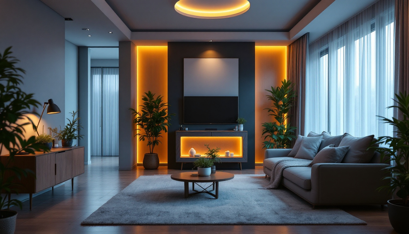 A photograph of a beautifully designed room featuring a 4-inch can light trim in action