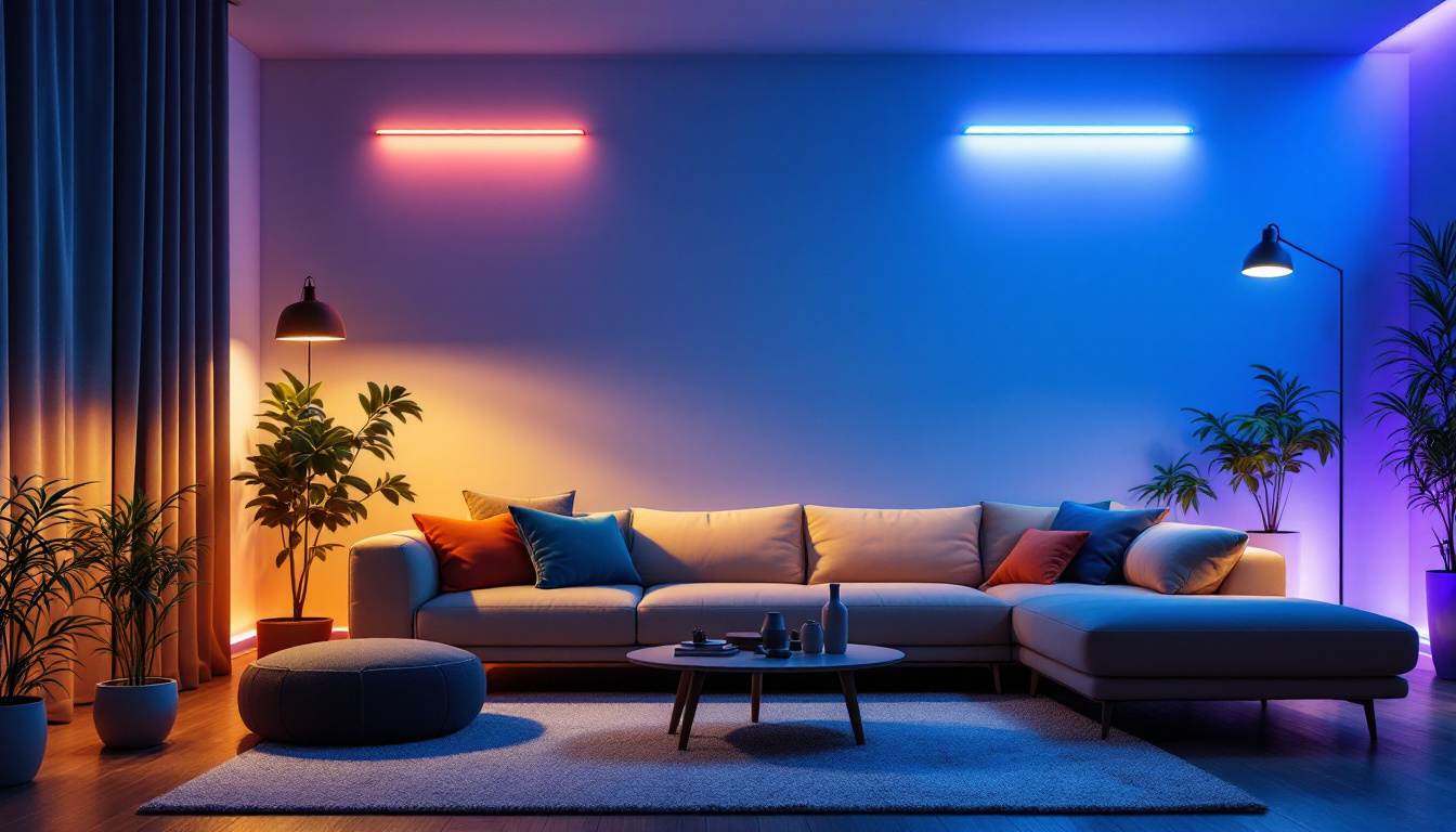 A photograph of a modern living space illuminated by various led can light fixtures