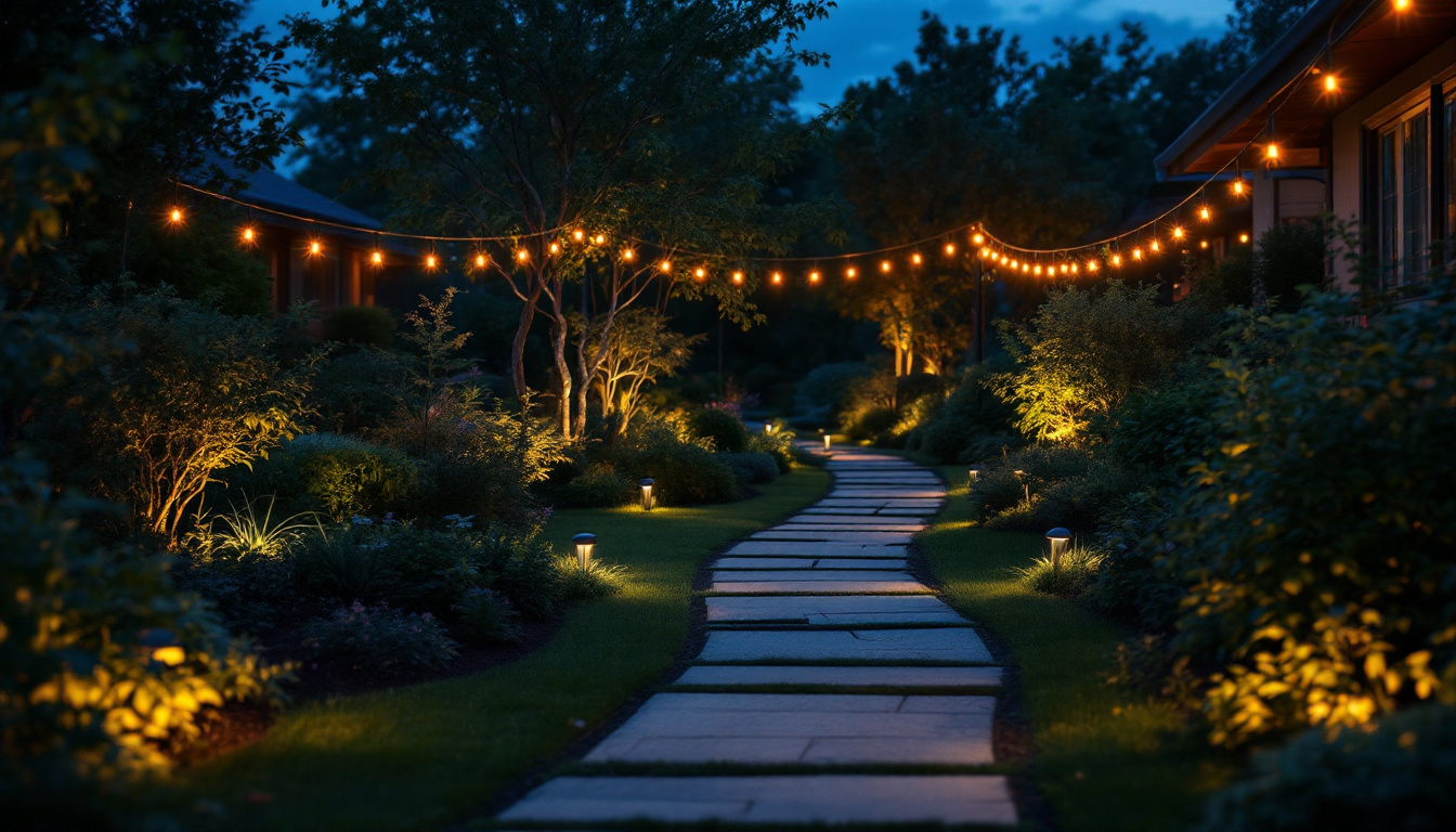 A photograph of a well-lit outdoor scene at dusk featuring light sensors in action