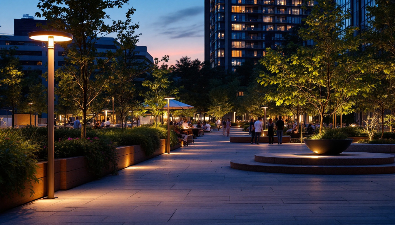 A photograph of capture a photograph of a modern commercial outdoor lighting installation