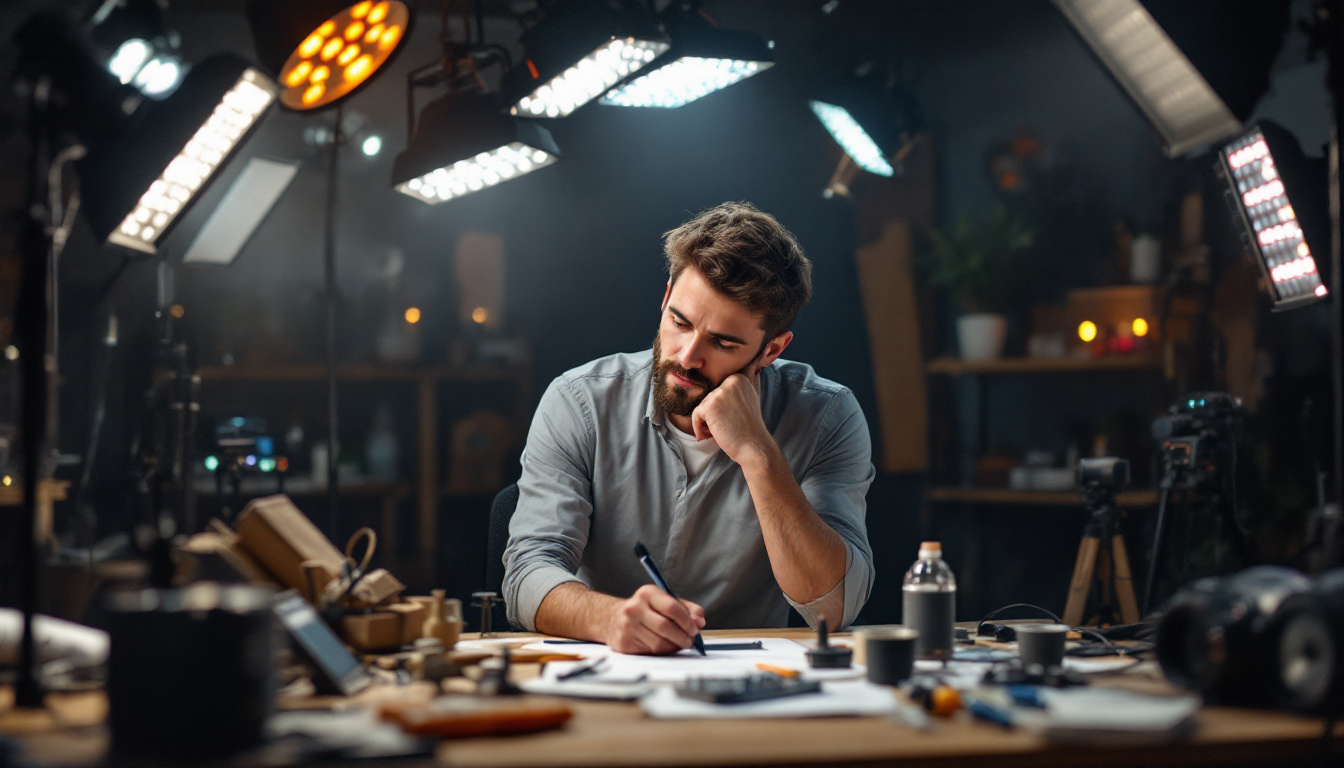 A photograph of a lighting designer at work