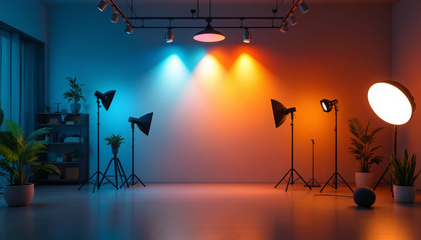 A photograph of a well-lit scene showcasing various lighting fixtures and their effects at 5000k color temperature