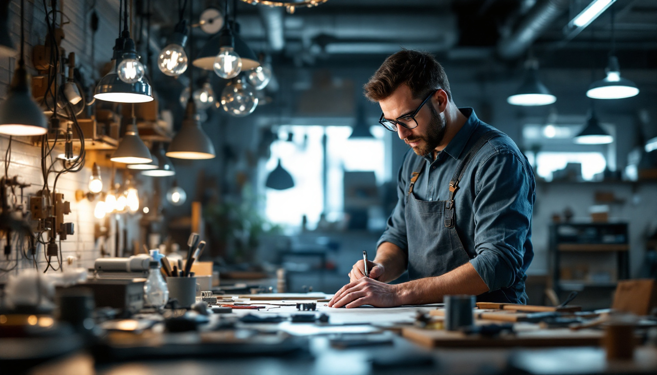 A photograph of a skilled electrical engineer working in a well-lit workshop