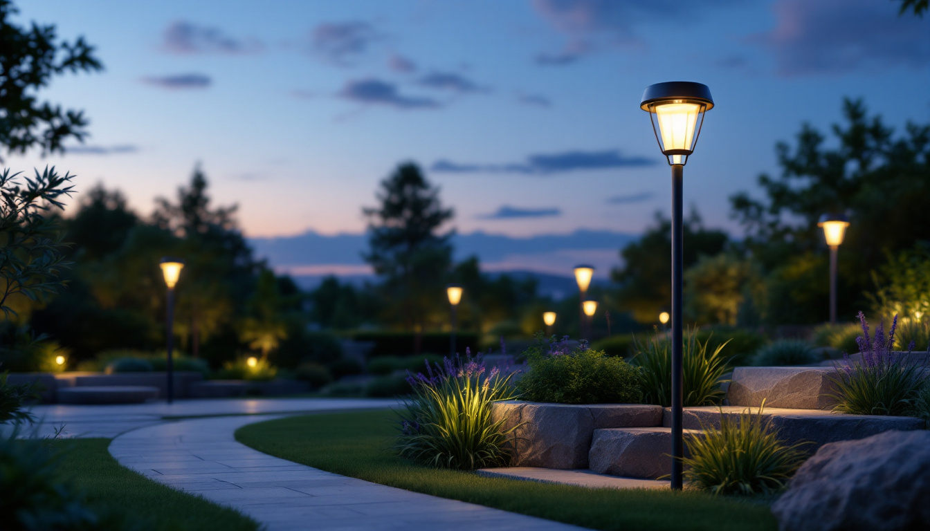 A photograph of capture a photograph of a beautifully lit outdoor space at dusk