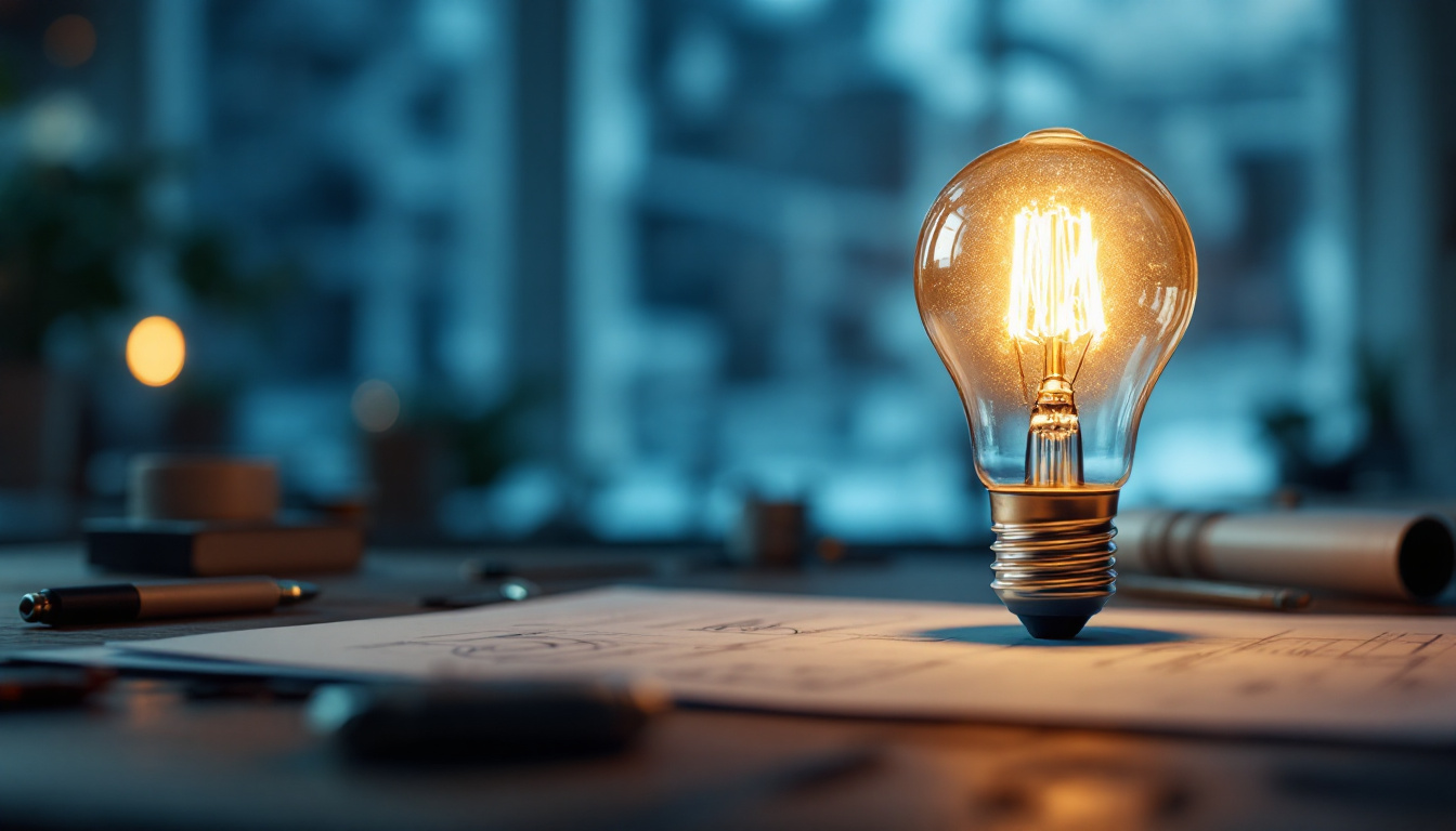 A photograph of a type g e26 bulb illuminated in a stylish setting