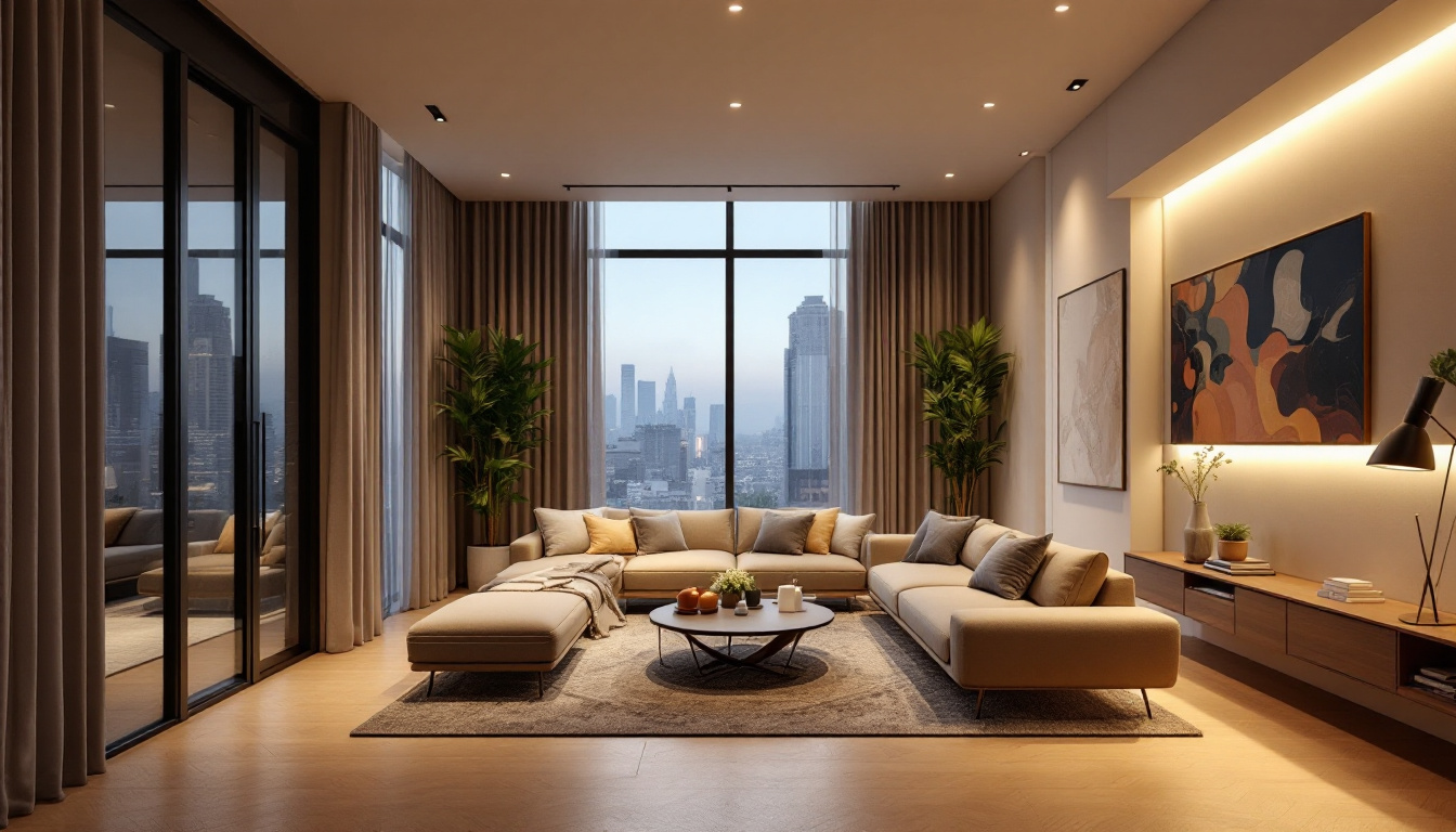 A photograph of a beautifully designed interior space featuring 4-inch recessed led lights