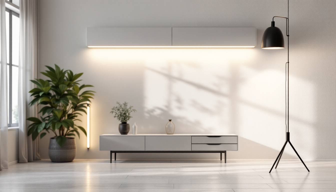A photograph of a modern light tube led installation in a stylish interior setting