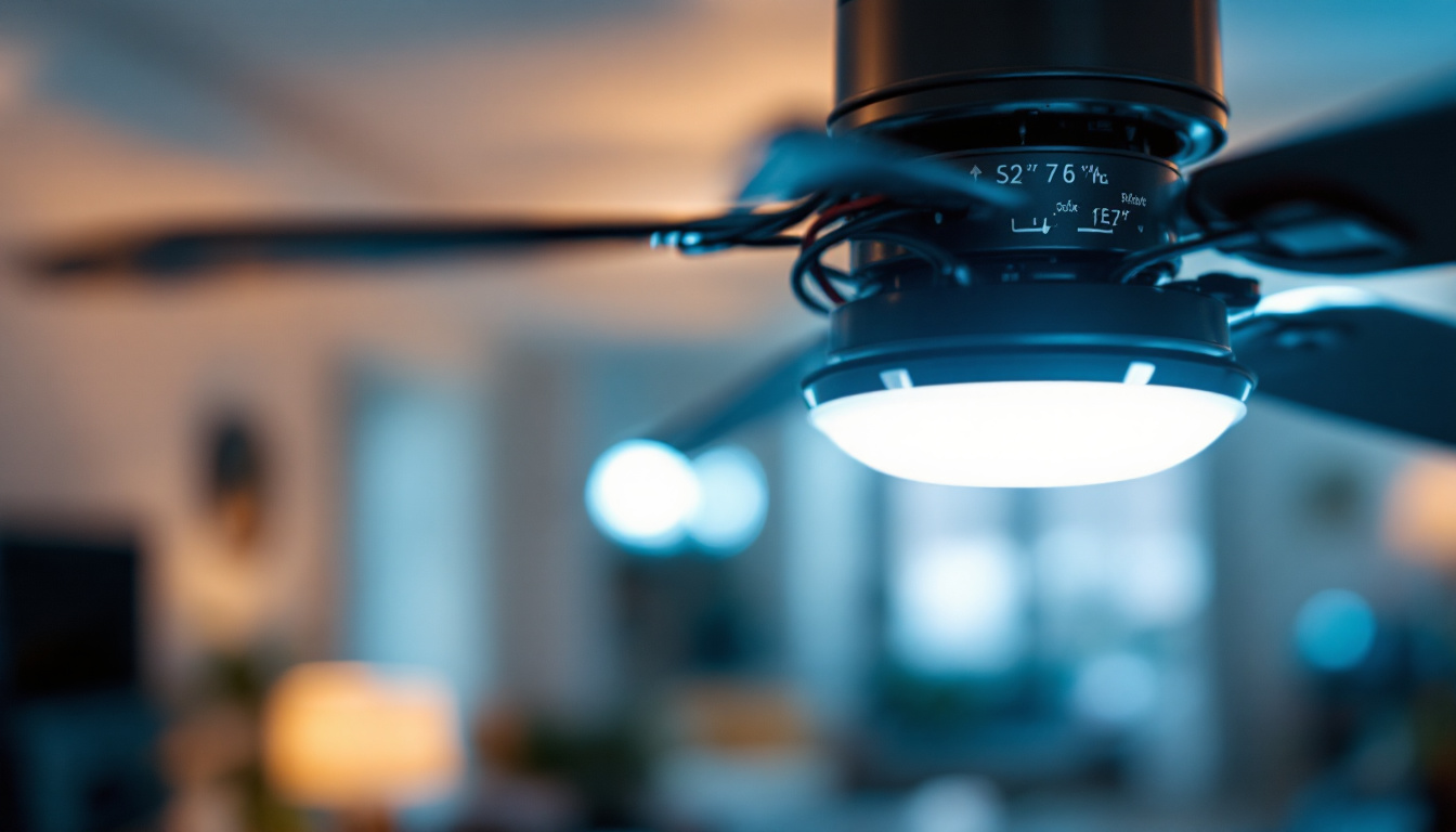 A photograph of a close-up shot of a ceiling fan speed switch in action