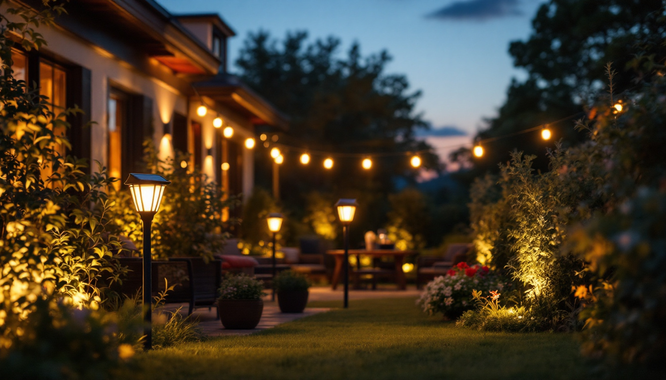 A photograph of a beautifully illuminated outdoor space at dusk
