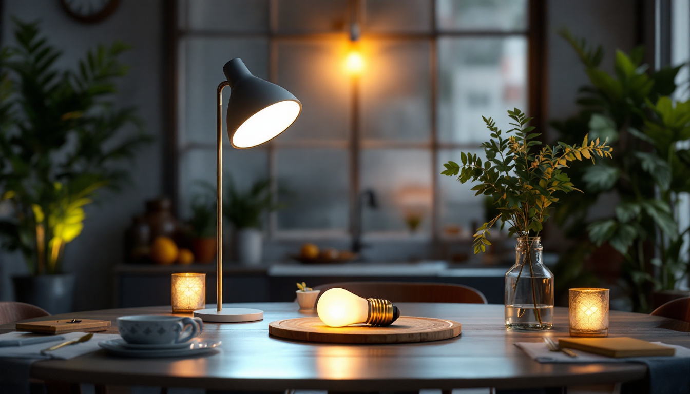 A photograph of a beautifully arranged setting featuring the bulb st64 in various lighting environments