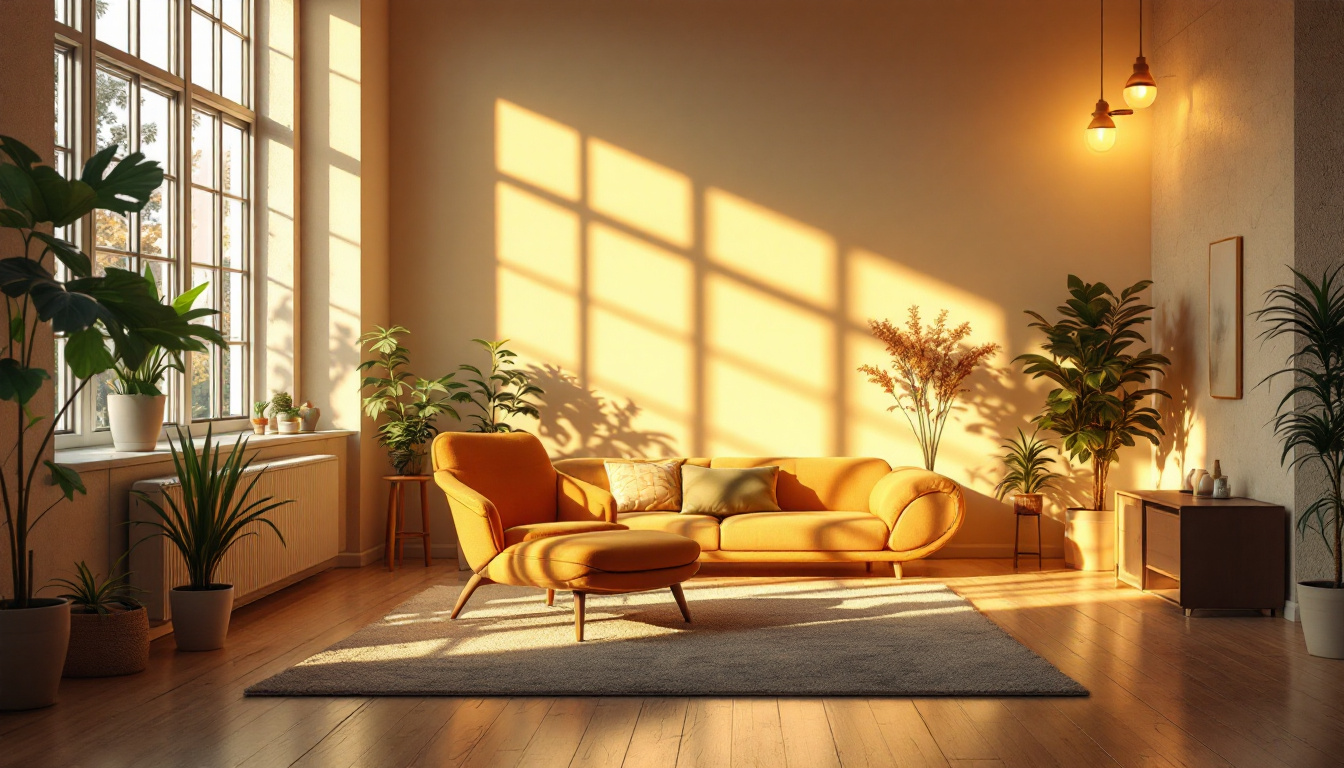 A photograph of a well-lit indoor space showcasing the interplay of natural and artificial light