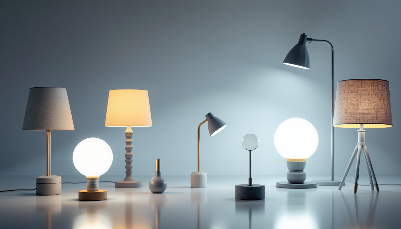 A photograph of a variety of lamp bases showcasing different designs and materials