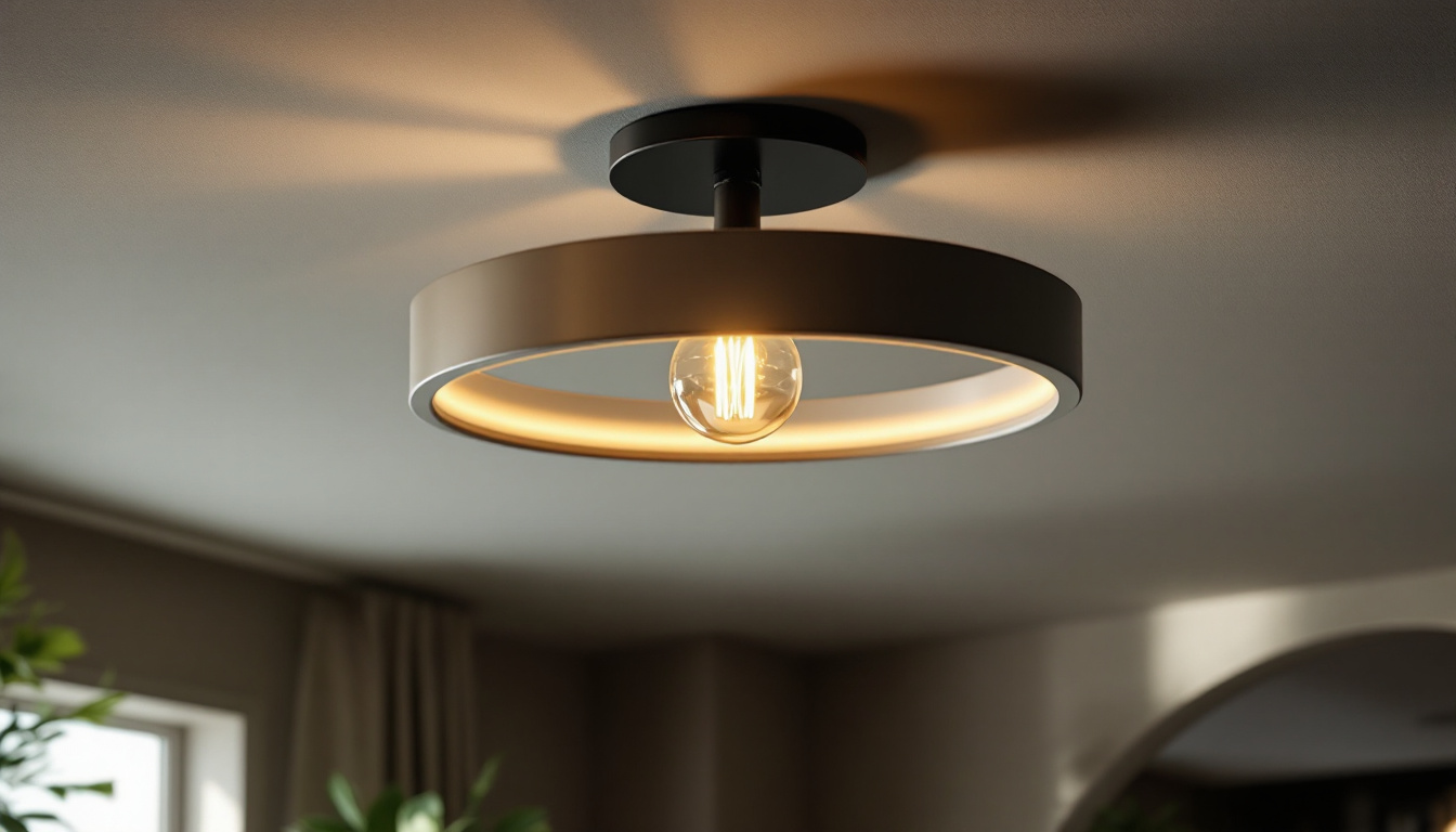 A photograph of a beautifully designed semi-flush mount light fixture in an elegantly styled interior space
