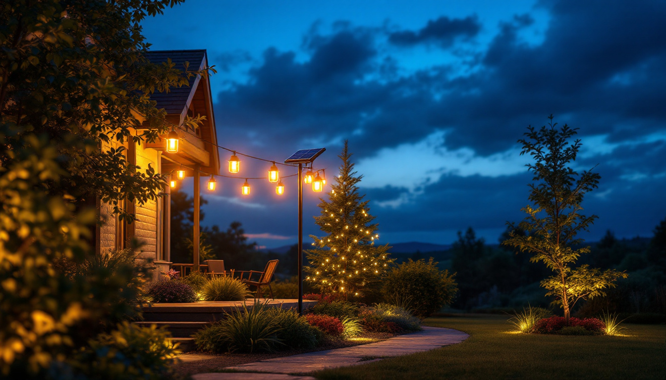 A photograph of a beautifully illuminated outdoor space at dusk