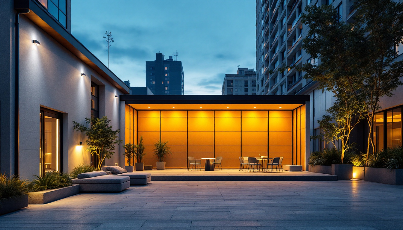A photograph of a well-lit outdoor space showcasing various types of super bright lighting installations