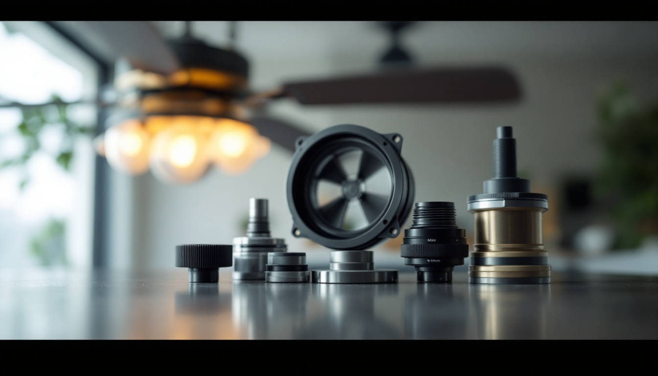 A photograph of a close-up view of various fanimation replacement parts