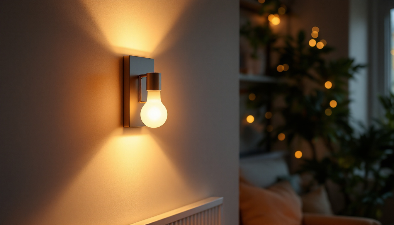 A photograph of a beautifully designed indoor sconce light illuminating a cozy living space