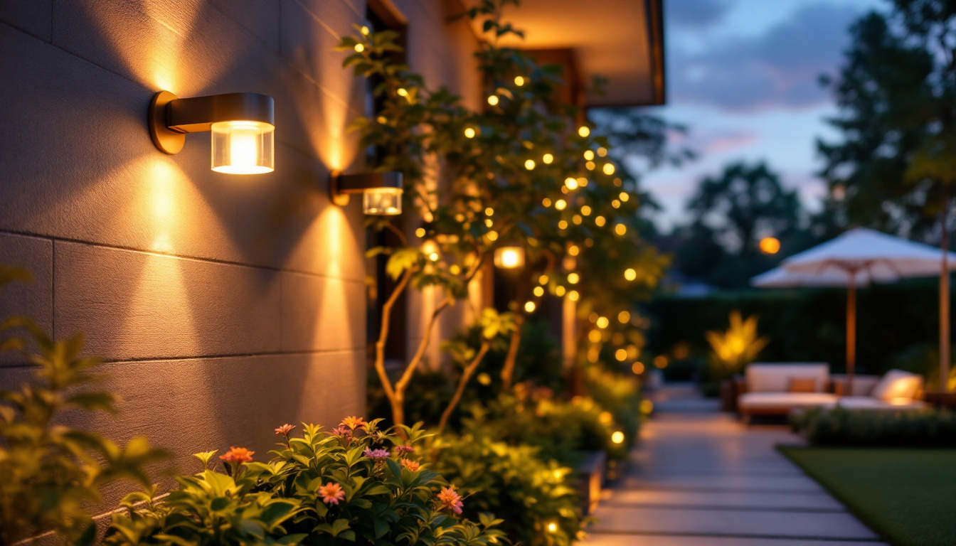 A photograph of a beautifully illuminated outdoor space at dusk