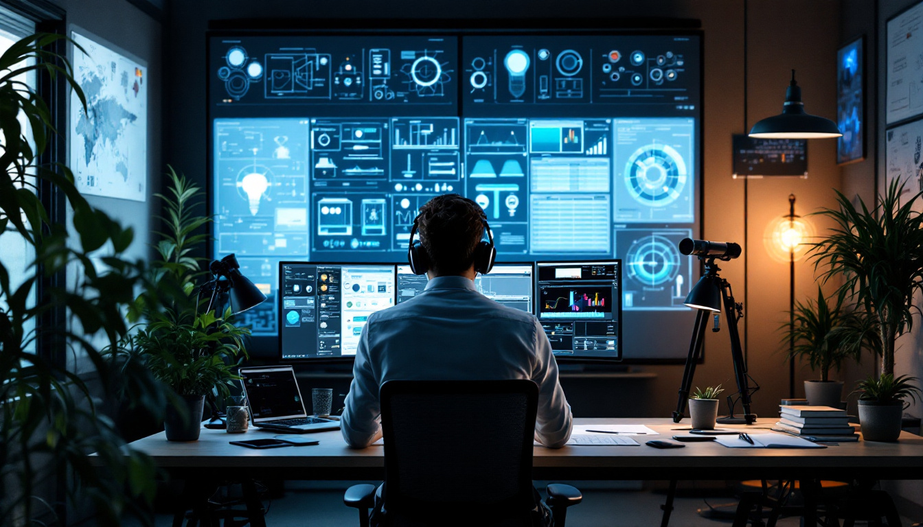 A photograph of a modern lighting engineering workspace