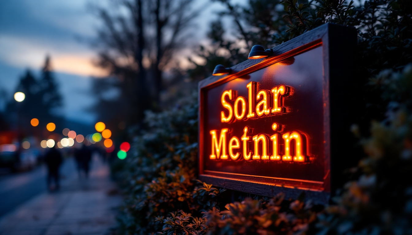 A photograph of a beautifully illuminated sign at dusk