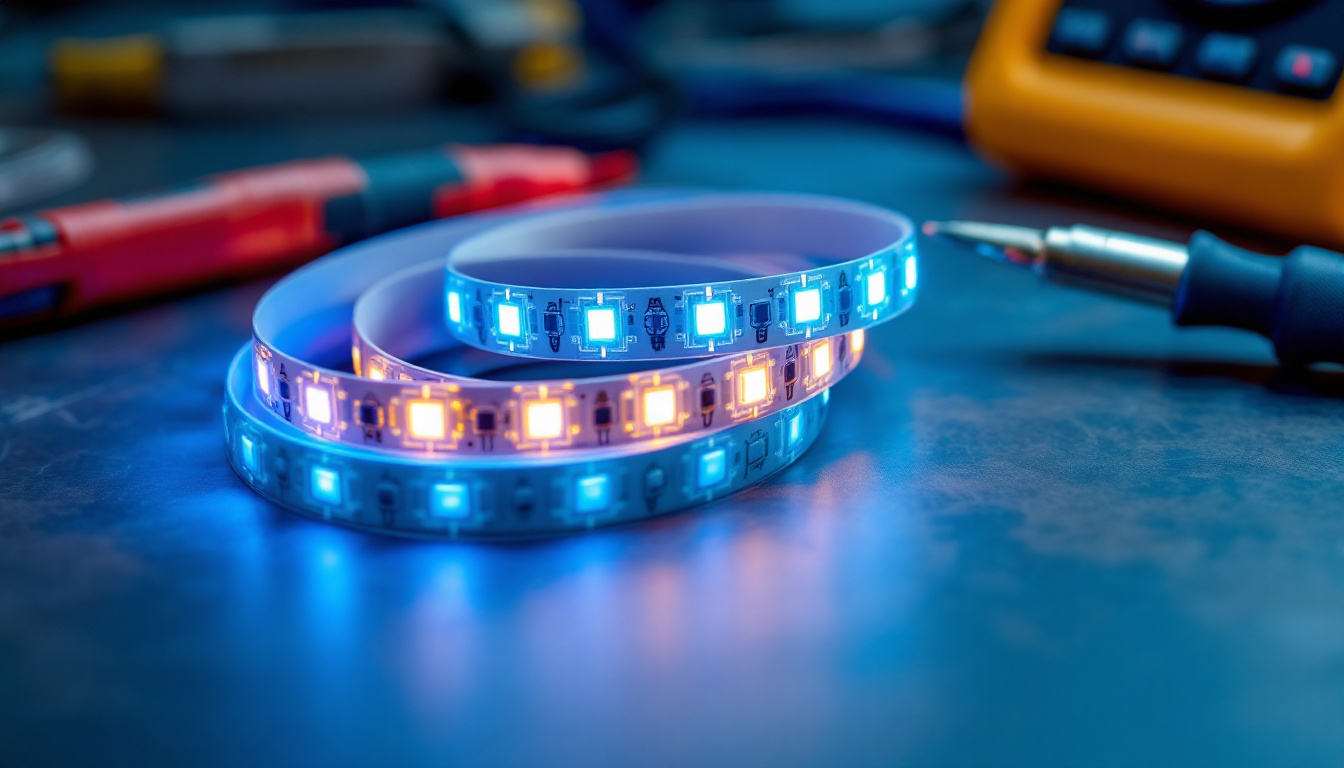 A photograph of a close-up shot of a variety of led tape covers in different colors and materials