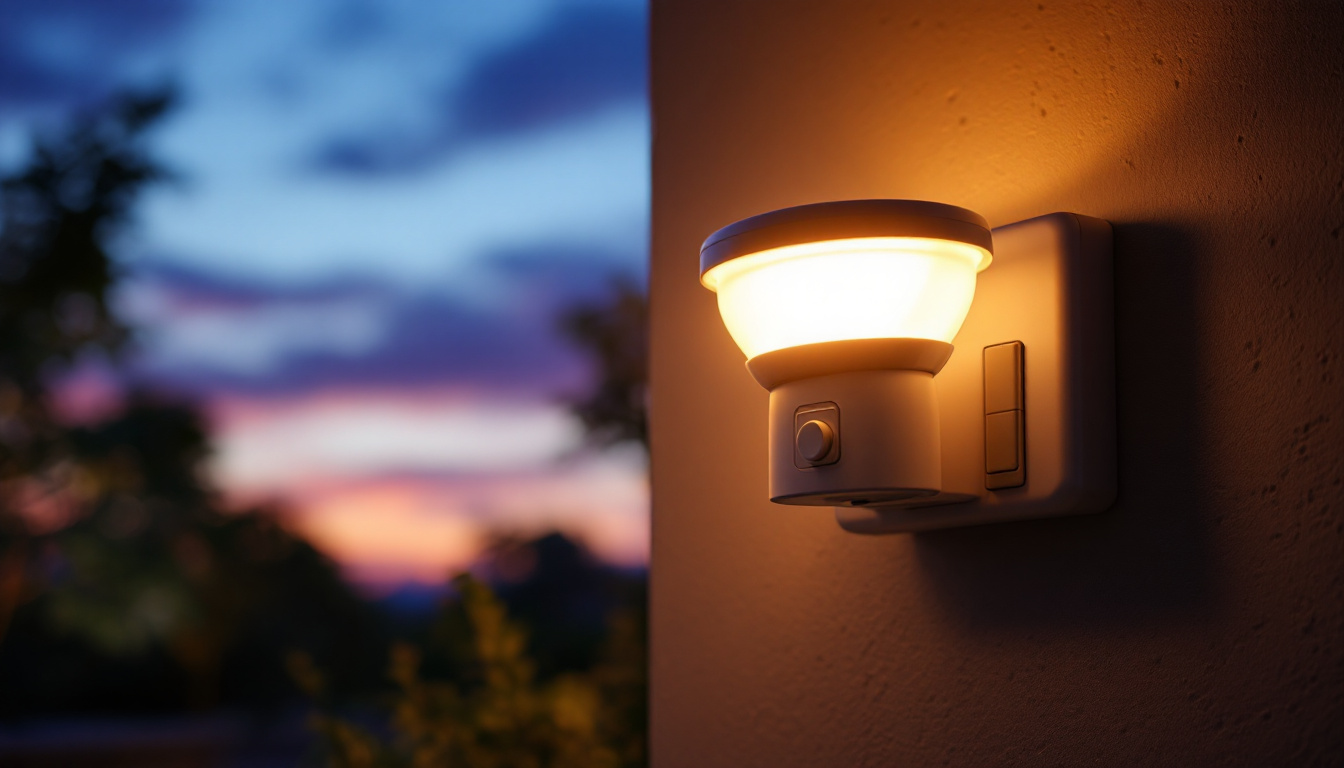 A photograph of a solar-powered light in an outdoor setting