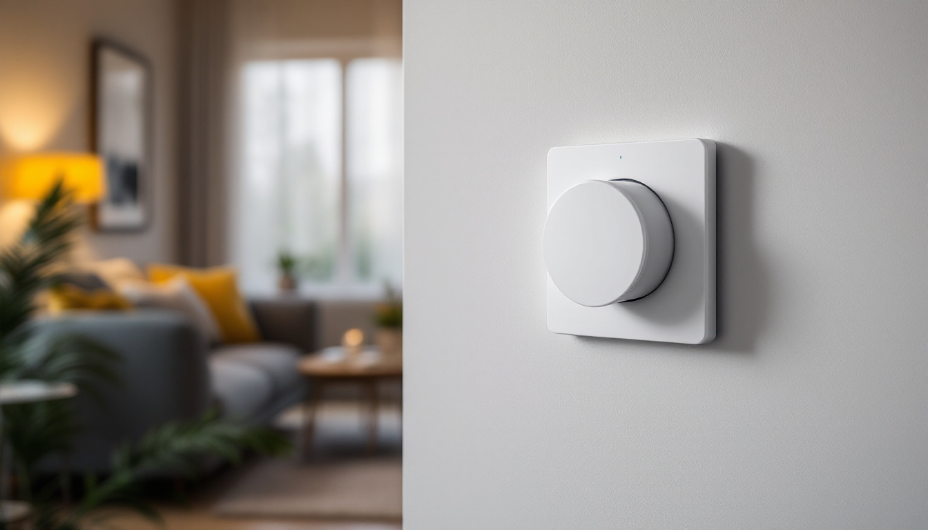A photograph of a stylish living space featuring a modern led dimmer switch with a remote