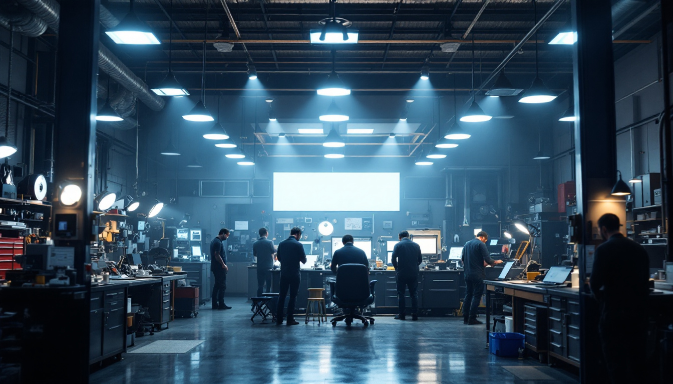 A photograph of a well-lit automotive shop