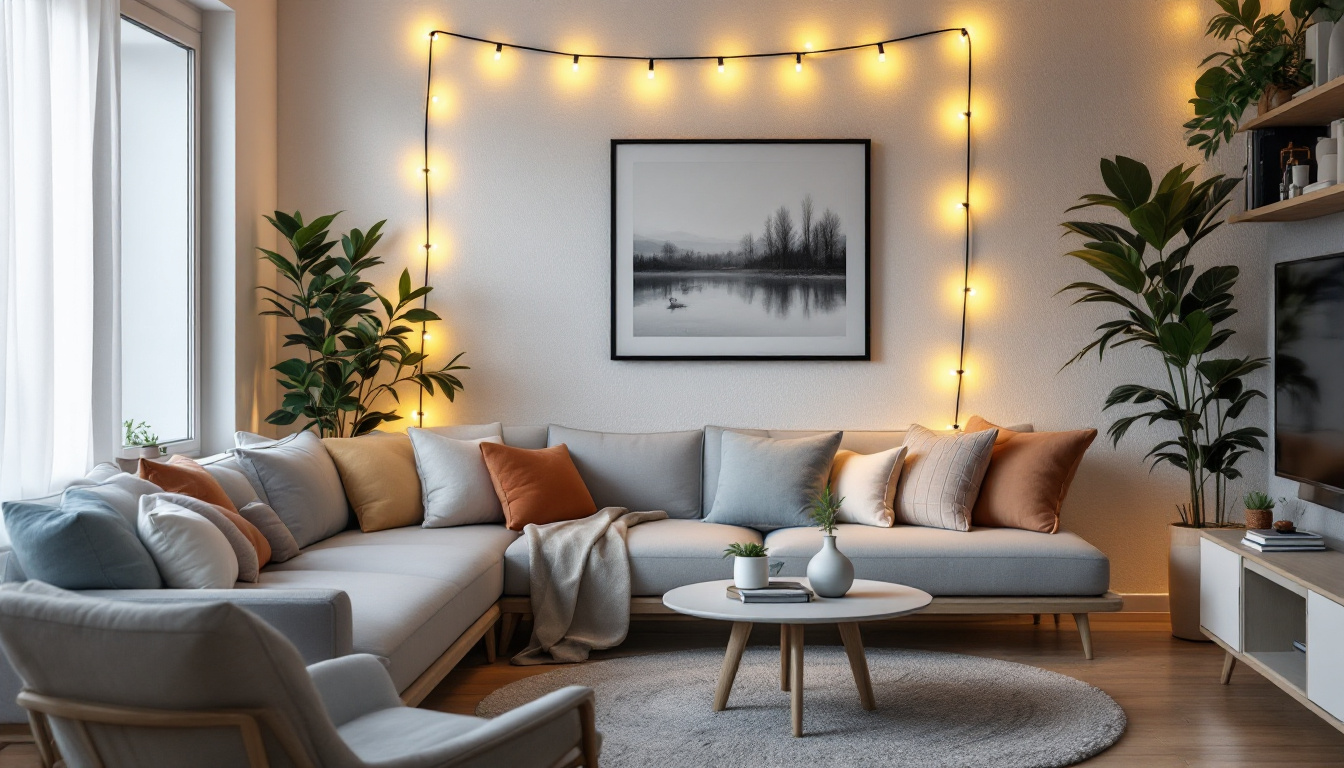 A photograph of a beautifully arranged scene featuring 110v strip led lights illuminating a cozy