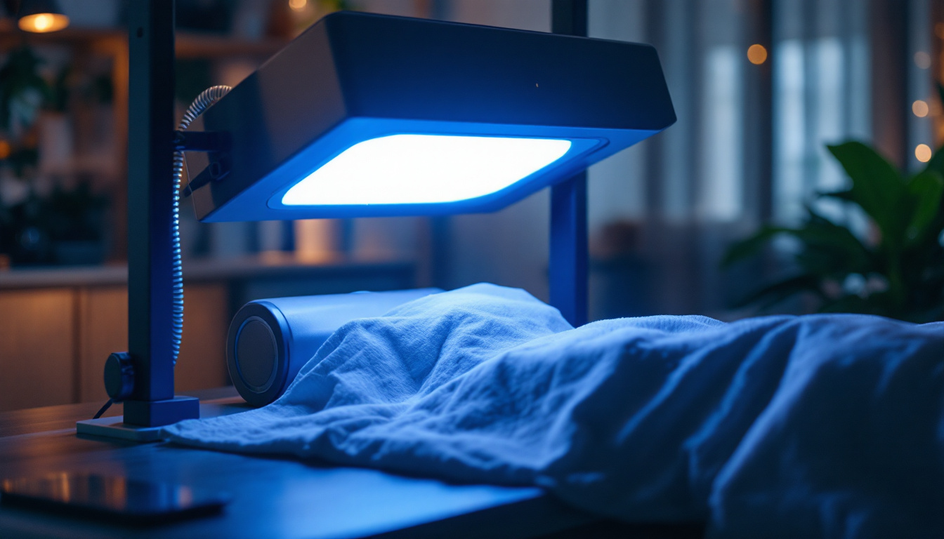 A photograph of a uv treatment lamp in use