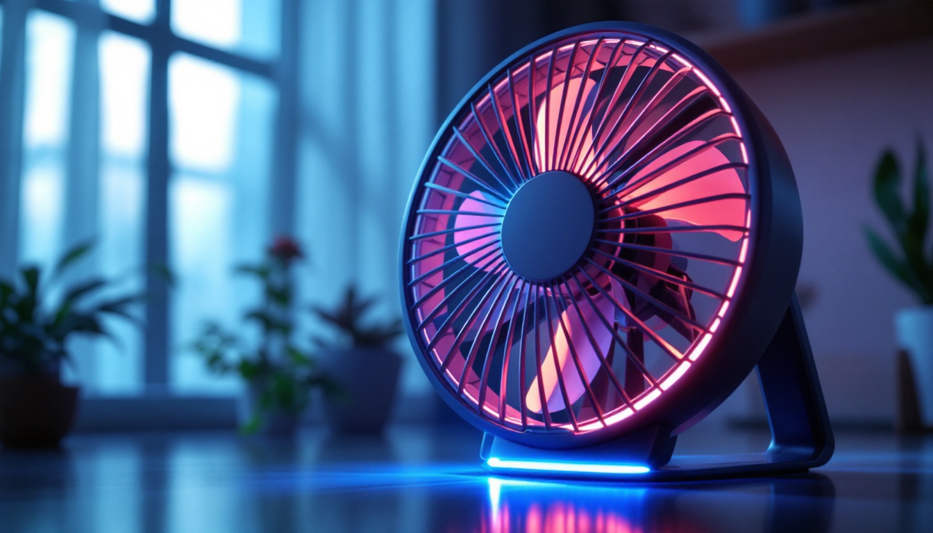 A photograph of a unique fan design in a well-lit environment