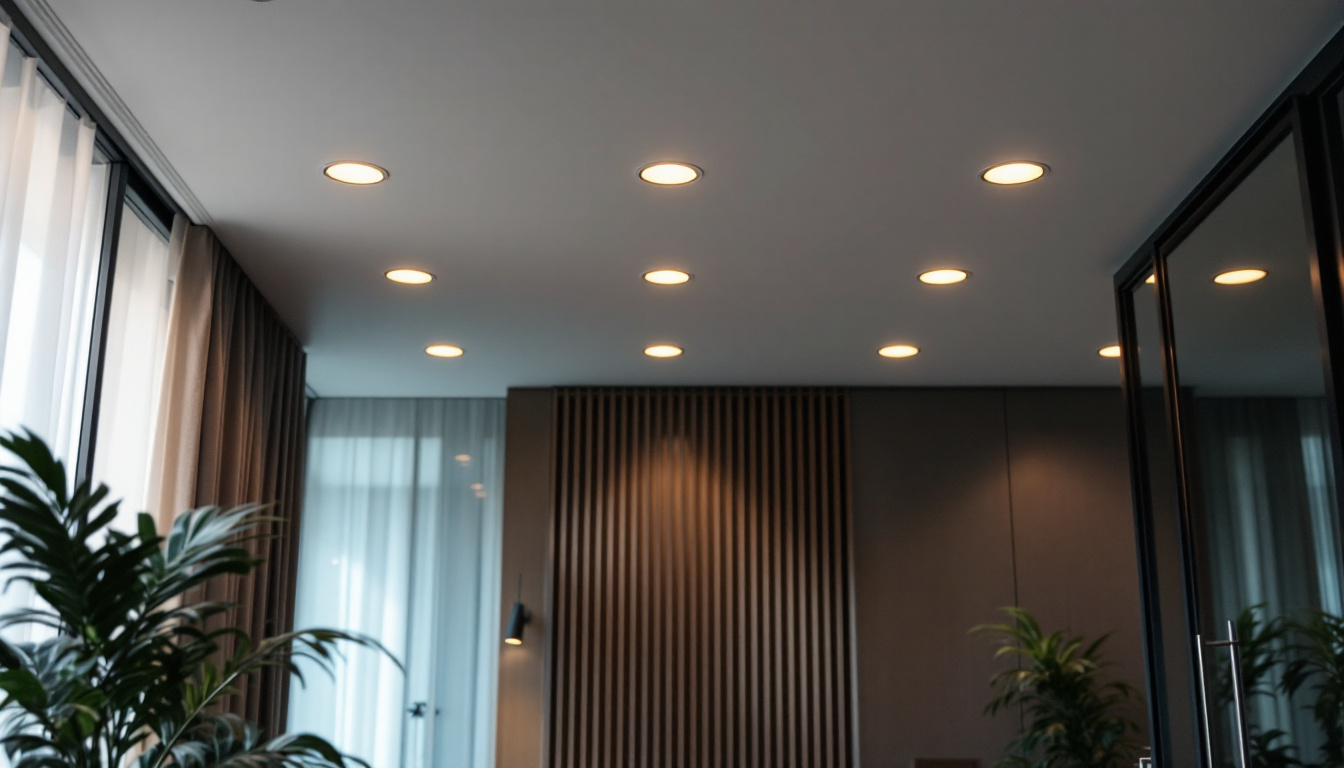 A photograph of a beautifully designed interior space showcasing a ceiling with well-placed 6-inch recessed can lights