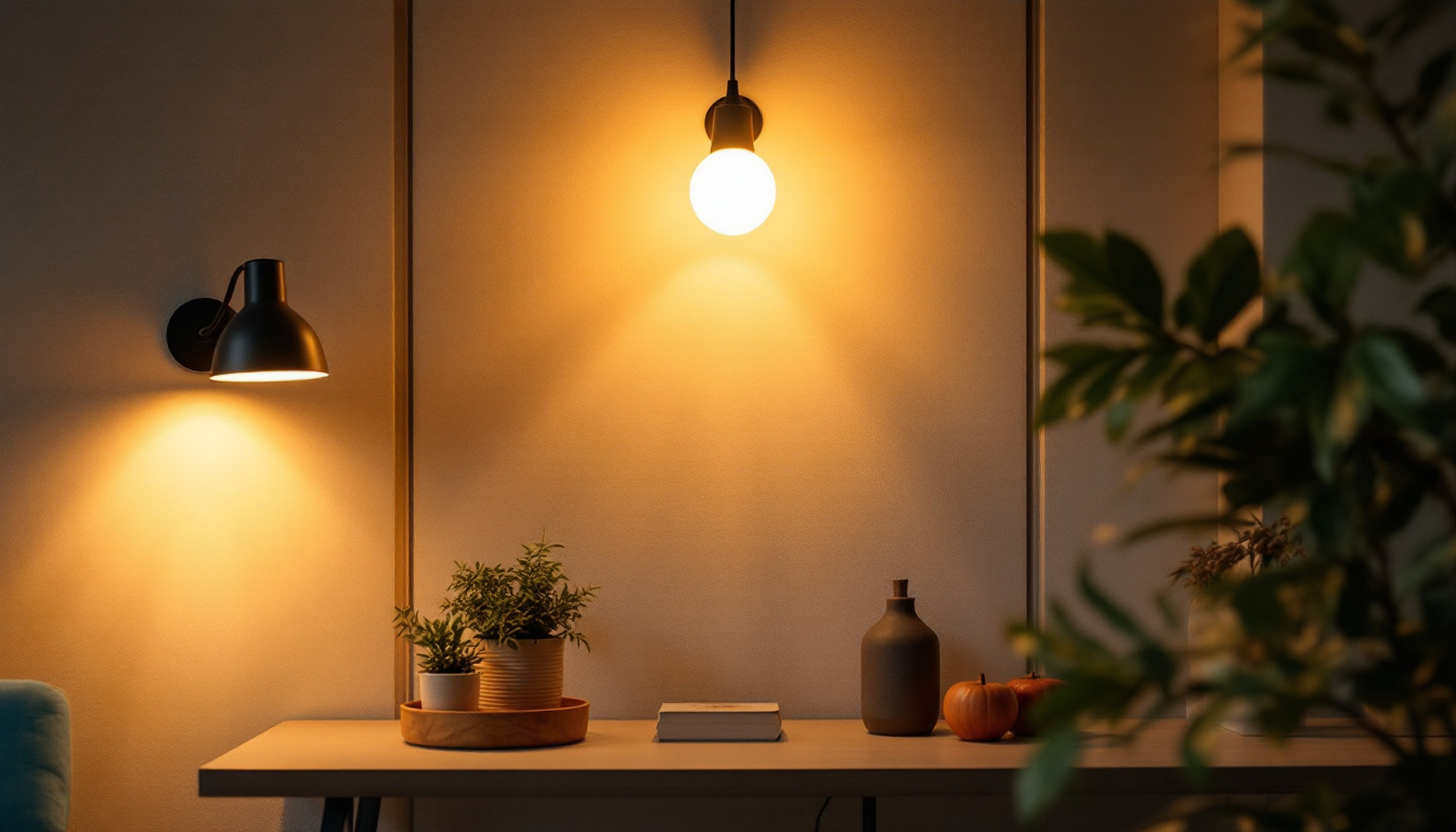 A photograph of a well-designed interior space featuring various surface-mounted lights in action
