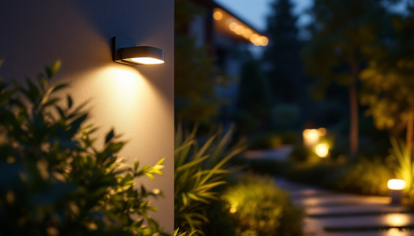 A photograph of a beautifully designed outdoor motion-activated light fixture in action