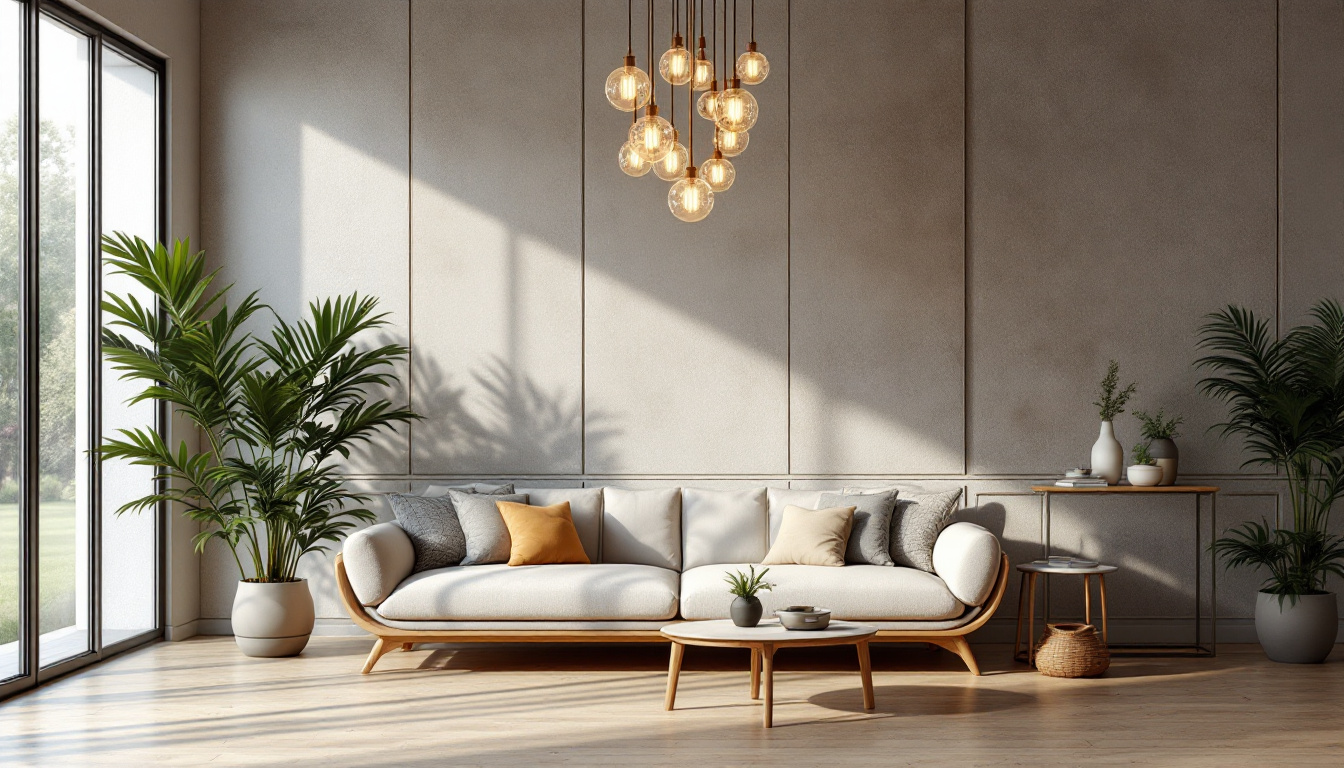 A photograph of a beautifully arranged room showcasing a striking clearance chandelier as the focal point