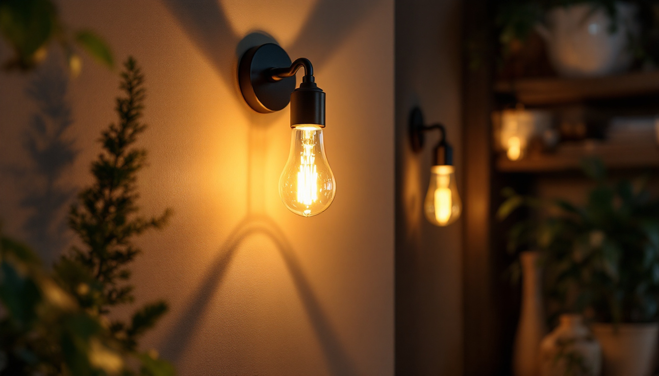 A photograph of a beautifully designed indoor sconce light illuminating a cozy