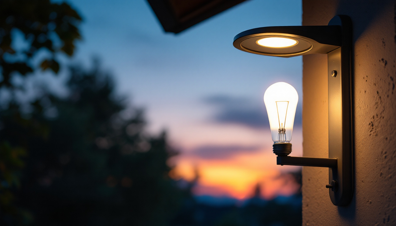 A photograph of a solar light fixture with a focus on the bulb replacement process