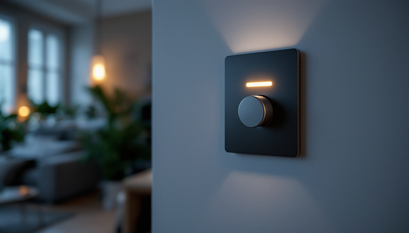 A photograph of a well-lit interior space showcasing a stylish led dimmer switch in action