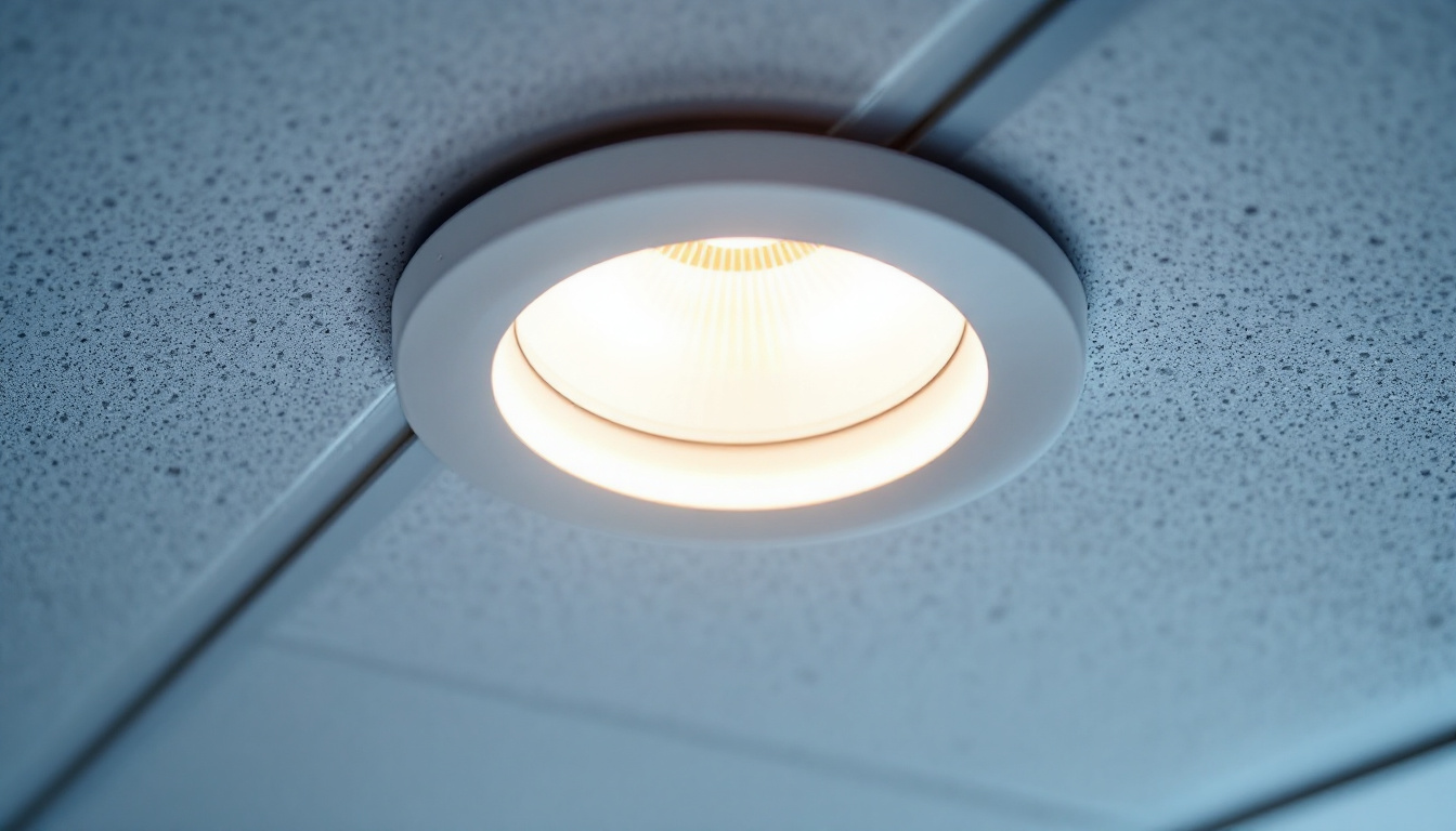 A photograph of a close-up shot of a recessed led strip light installation