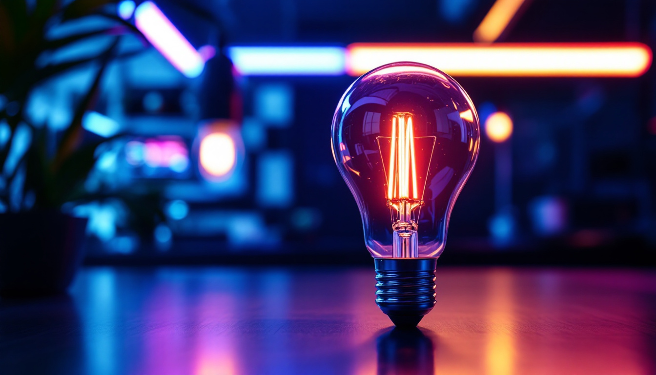 A photograph of a t8 bulb in a modern lighting setup