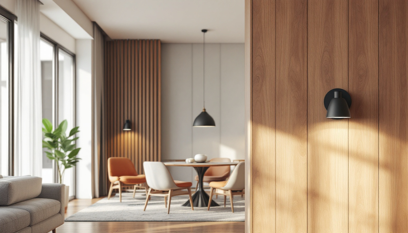 A photograph of a well-designed light fixture mount bracket installed in a stylish interior setting