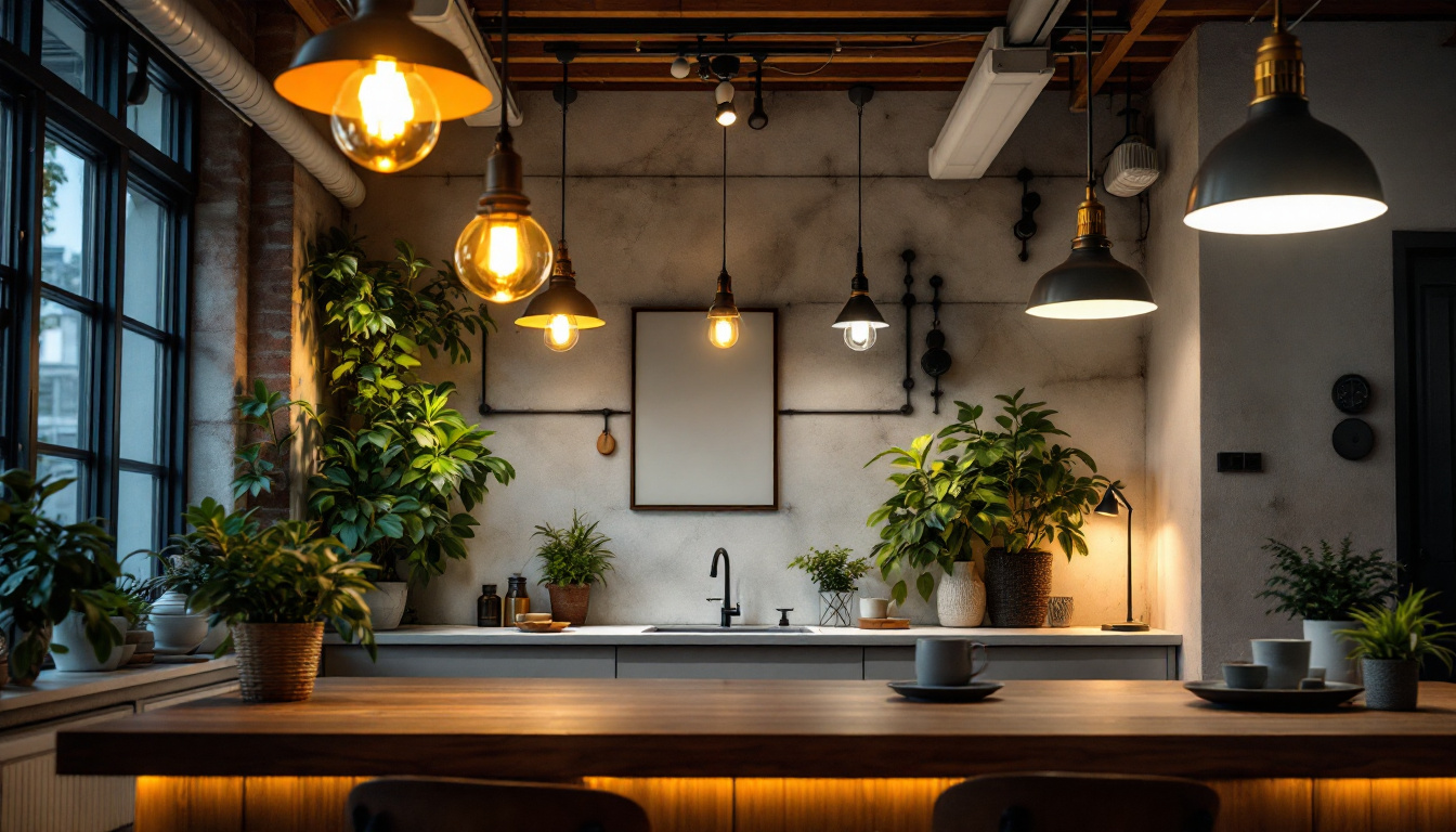 A photograph of a well-lit interior space showcasing a variety of energy-efficient light fixtures in use