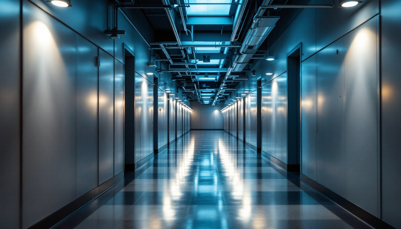 A photograph of a well-lit hallway showcasing a harmonious blend of ambient